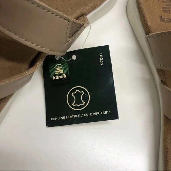 NWT Kamik Womens Cara Flip Taupe Leather Slip-On Flat Thong Sandals Shoes Size 7 - Picture 5 of 9